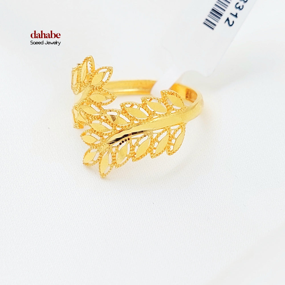 21K خاتم ورق الشجر-مجوهرات الشيخ سعيد-Saeed Jewelry 