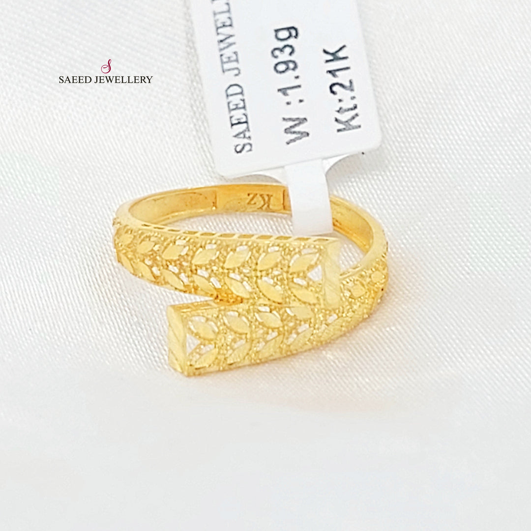 21K خاتم ورق الشجر-مجوهرات الشيخ سعيد-Saeed Jewelry 
