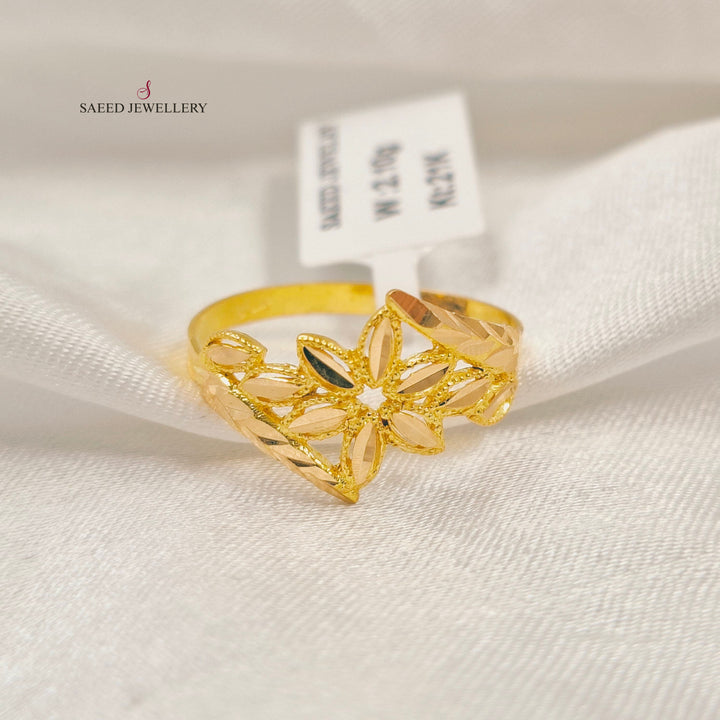 21K خاتم ورق الشجر-مجوهرات الشيخ سعيد-Saeed Jewelry 