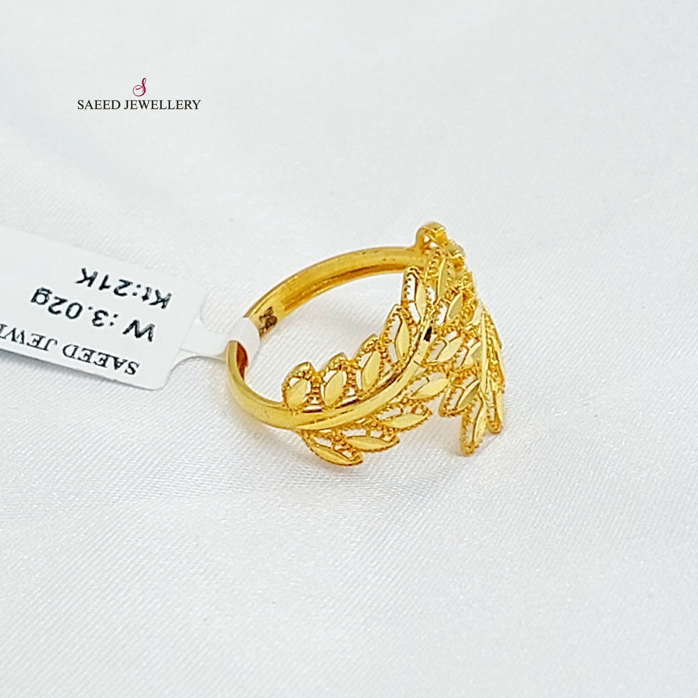 21K خاتم ورق الشجر-مجوهرات الشيخ سعيد-Saeed Jewelry 