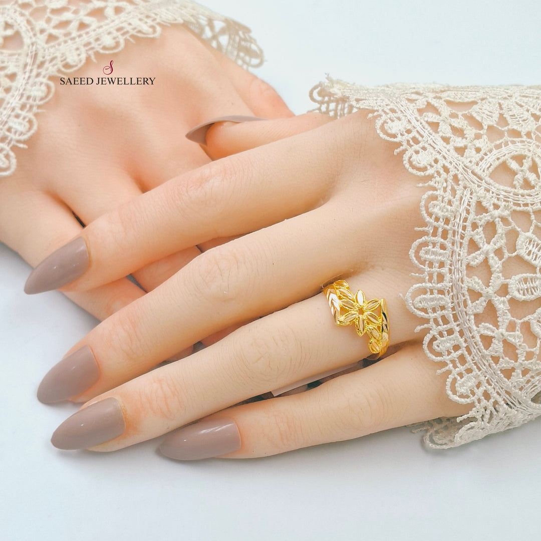 21K خاتم ورق الشجر-مجوهرات الشيخ سعيد-Saeed Jewelry 