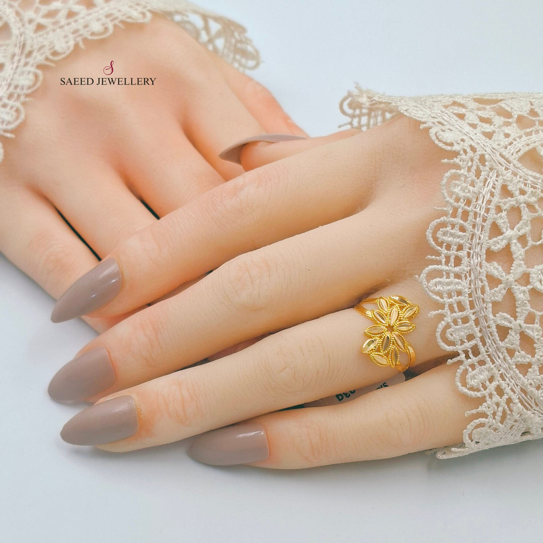 21K خاتم ورق الشجر-مجوهرات الشيخ سعيد-Saeed Jewelry 