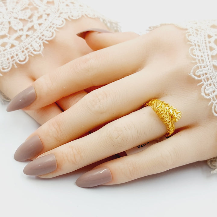 21K خاتم ورق الشجر-مجوهرات الشيخ سعيد-Saeed Jewelry 