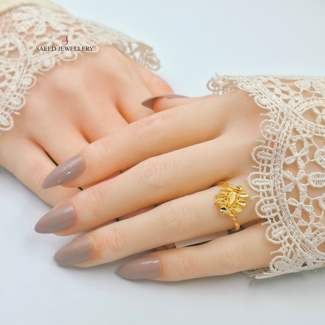 21K خاتم ورق الشجر-مجوهرات الشيخ سعيد-Saeed Jewelry 