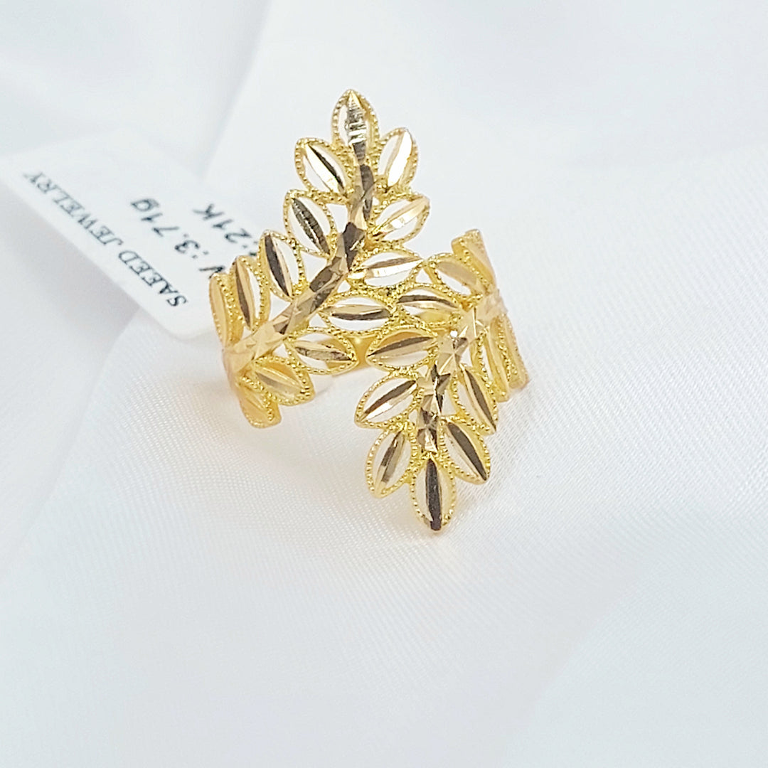 21K خاتم ورق الشجر-مجوهرات الشيخ سعيد-Saeed Jewelry 
