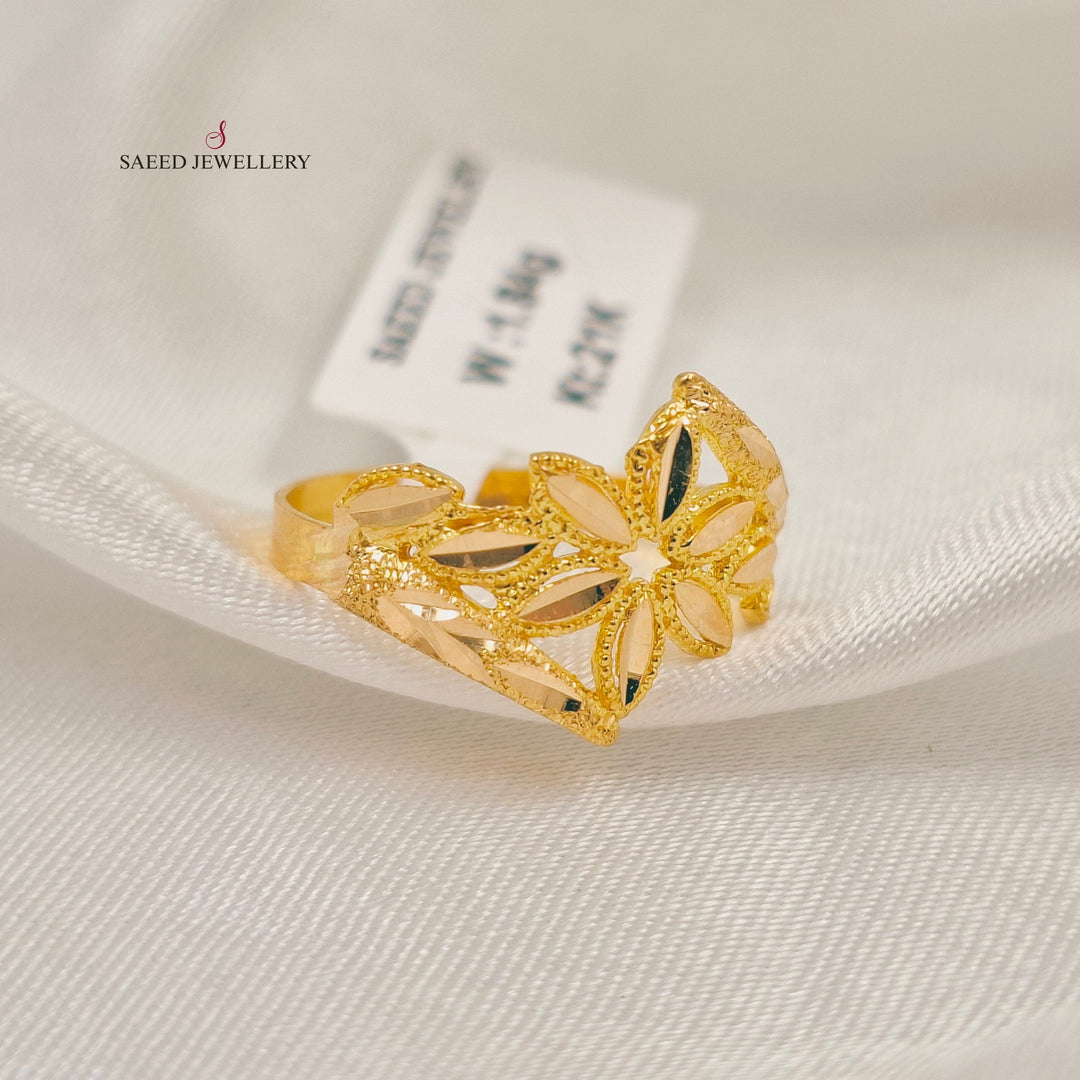 21K خاتم ورق الشجر-مجوهرات الشيخ سعيد-Saeed Jewelry 