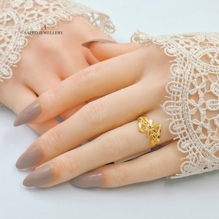 21K خاتم ورق الشجر-مجوهرات الشيخ سعيد-Saeed Jewelry 