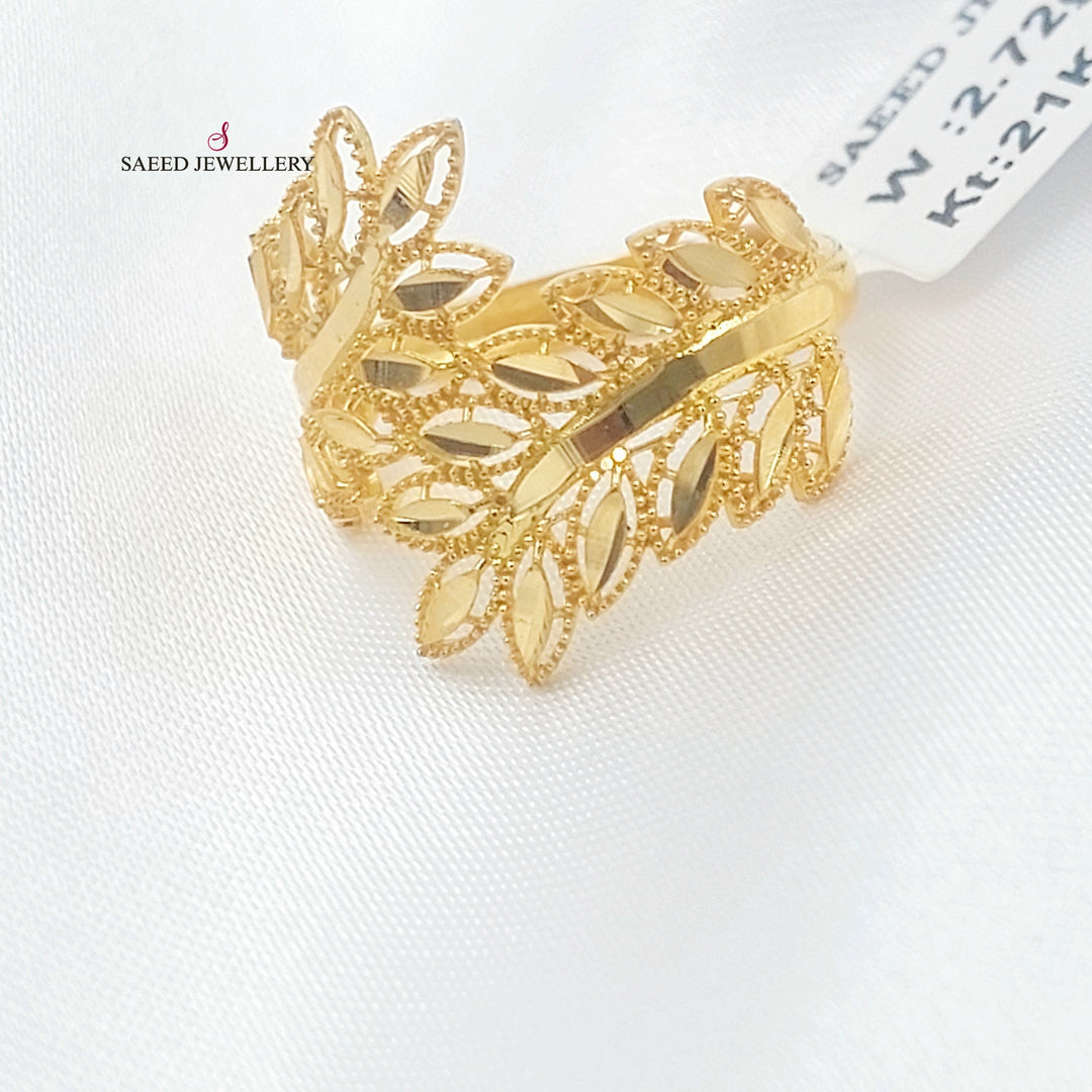 21K خاتم ورق الشجر-مجوهرات الشيخ سعيد-Saeed Jewelry 