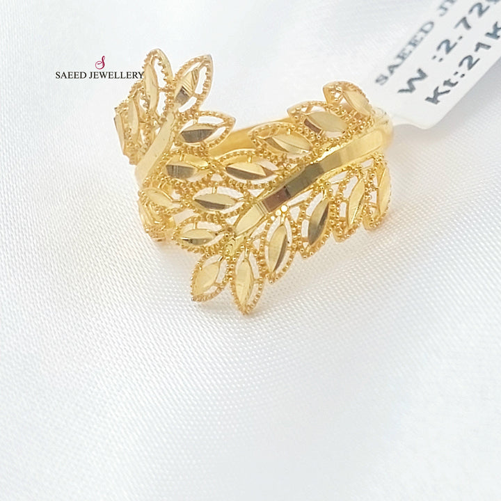 21K خاتم ورق الشجر-مجوهرات الشيخ سعيد-Saeed Jewelry 