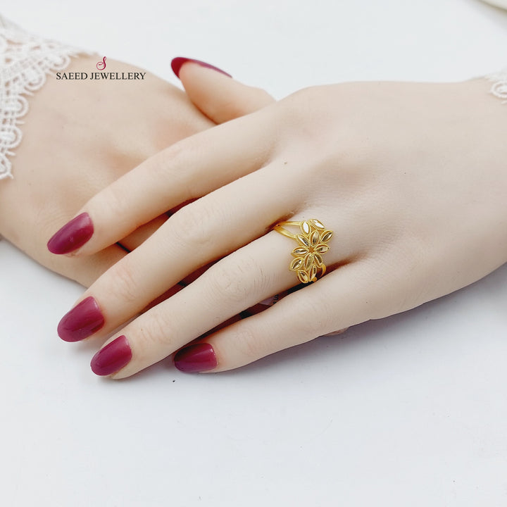 21K خاتم ورق الشجر-مجوهرات الشيخ سعيد-Saeed Jewelry 