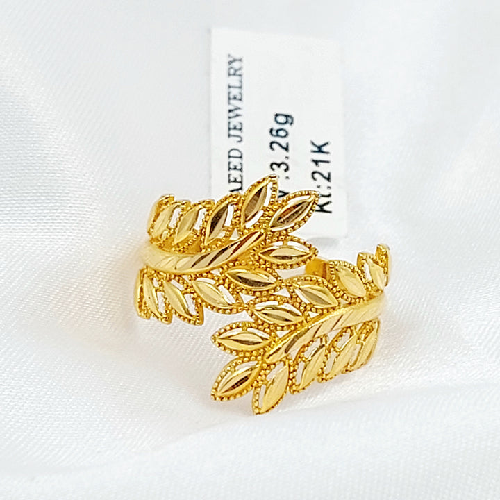 21K خاتم ورق الشجر-مجوهرات الشيخ سعيد-Saeed Jewelry 