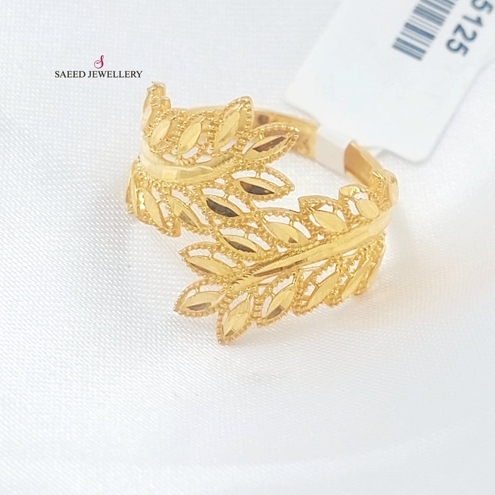 21K خاتم ورق الشجر-مجوهرات الشيخ سعيد-Saeed Jewelry 