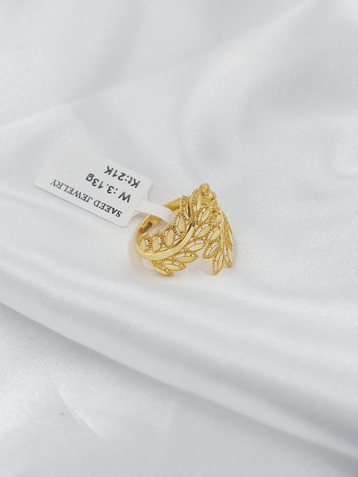 21K خاتم ورق الشجر-مجوهرات الشيخ سعيد-Saeed Jewelry 