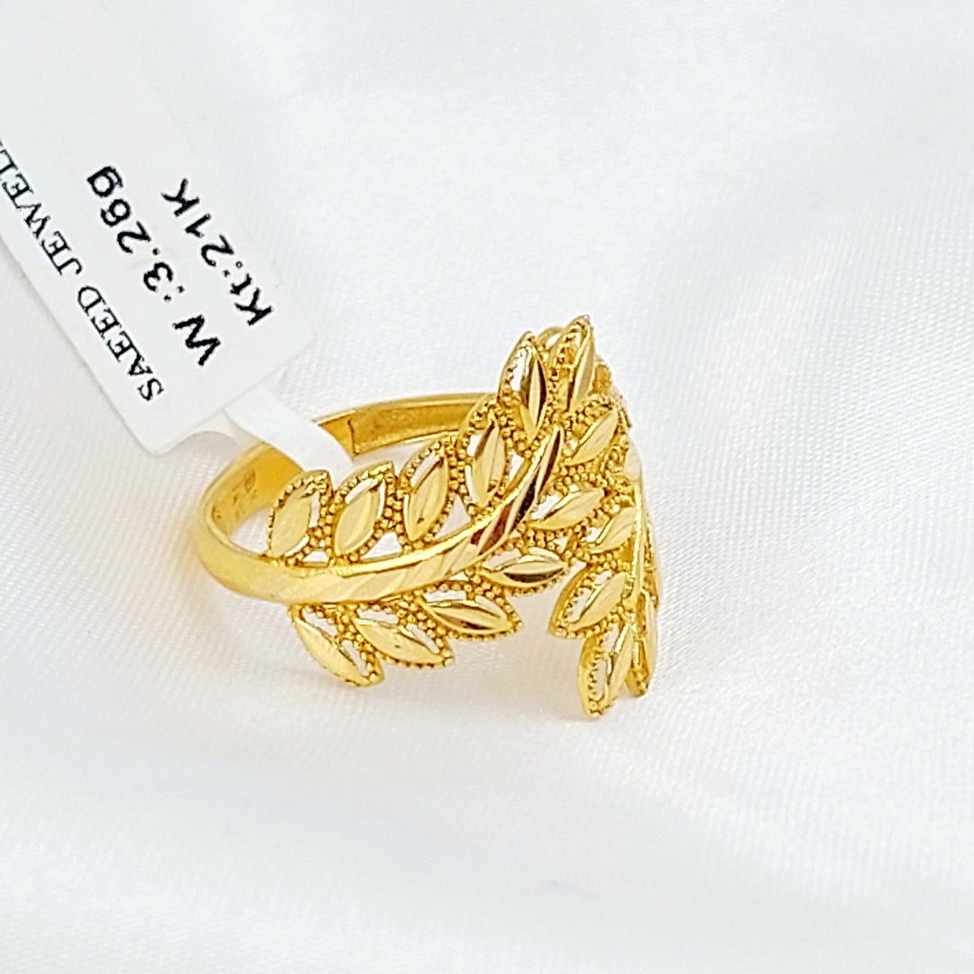 21K خاتم ورق الشجر-مجوهرات الشيخ سعيد-Saeed Jewelry 