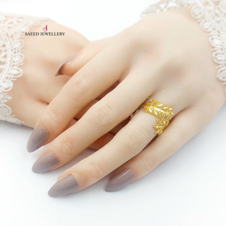 21K خاتم ورق الشجر-مجوهرات الشيخ سعيد-Saeed Jewelry 