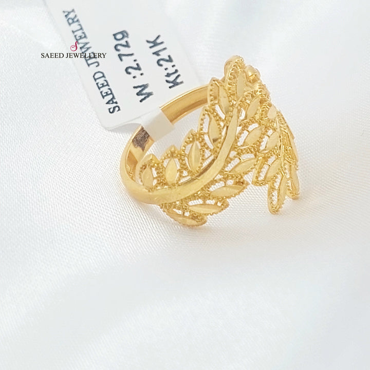 21K خاتم ورق الشجر-مجوهرات الشيخ سعيد-Saeed Jewelry 