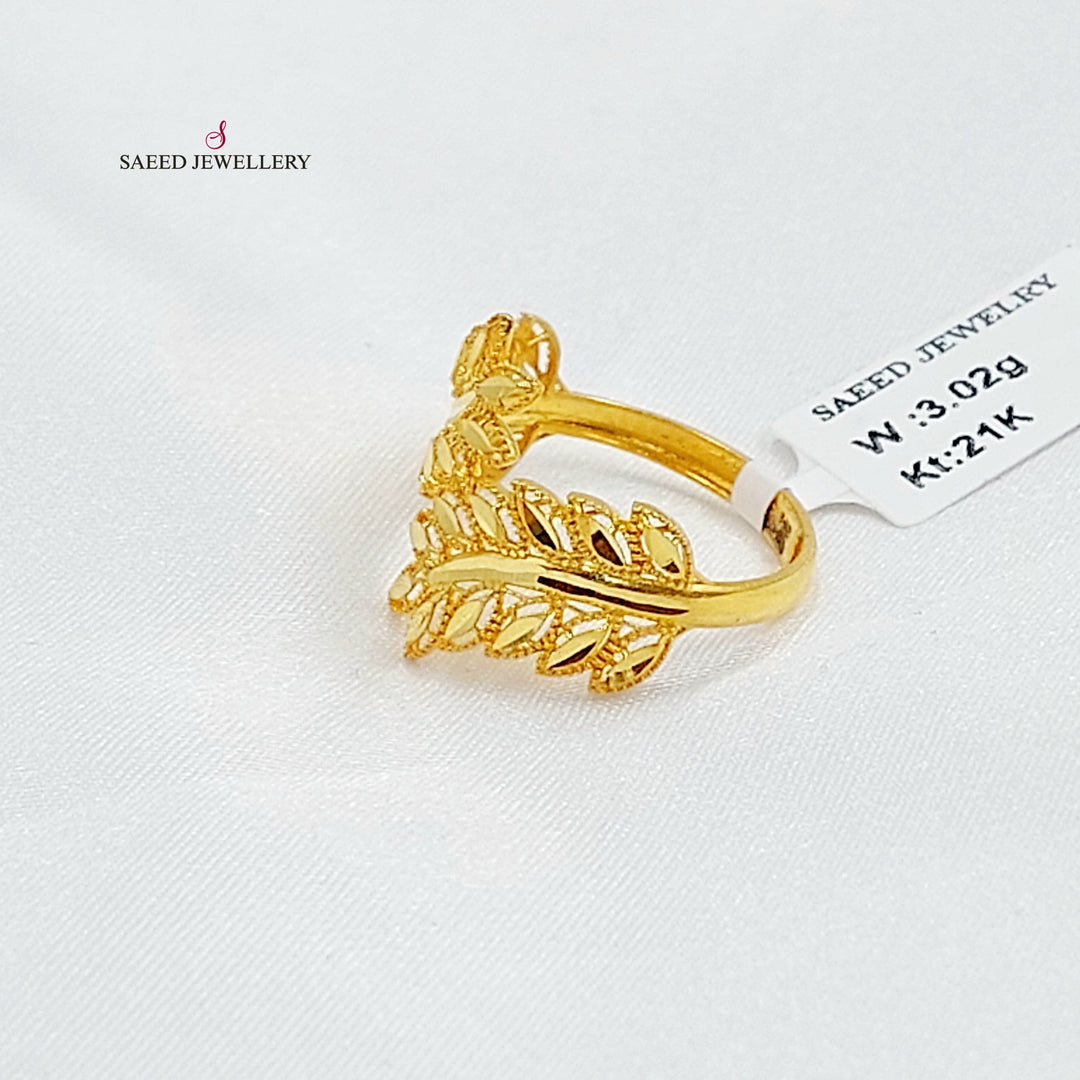 21K خاتم ورق الشجر-مجوهرات الشيخ سعيد-Saeed Jewelry 