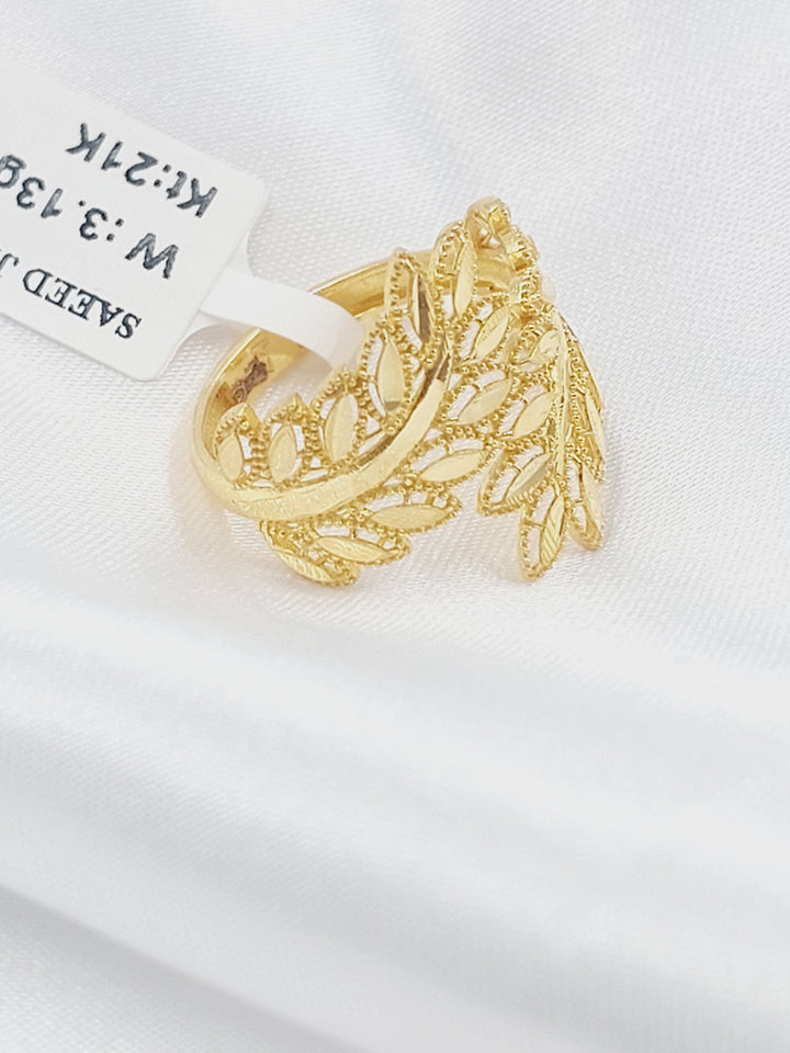 21K خاتم ورق الشجر-مجوهرات الشيخ سعيد-Saeed Jewelry 