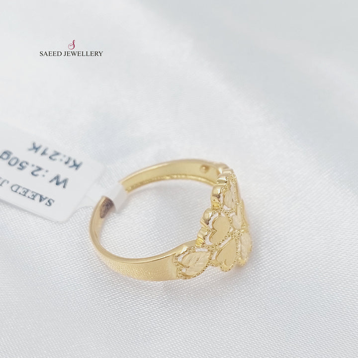 21K خاتم وردة ورق الشجر-مجوهرات الشيخ سعيد-Saeed Jewelry 