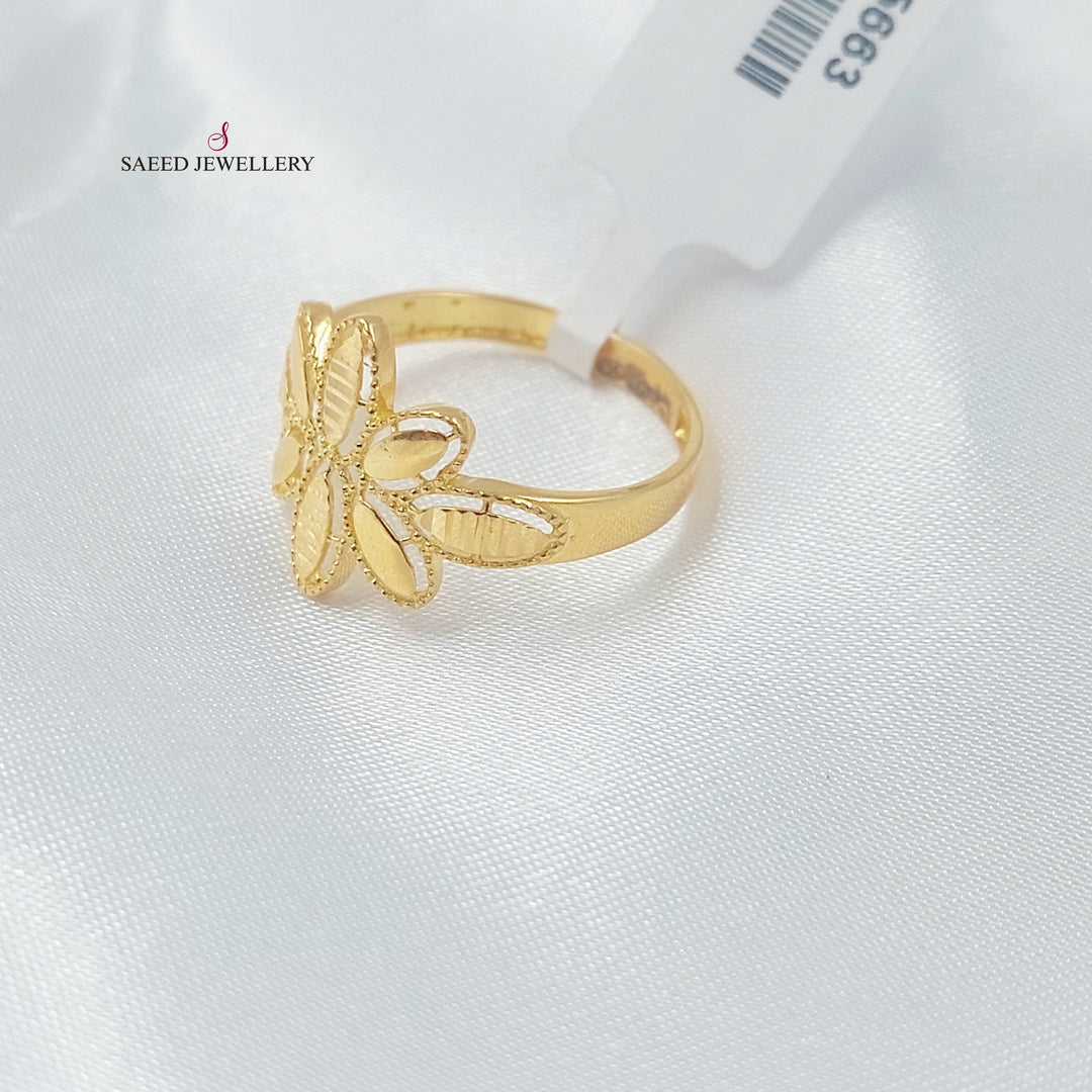 21K خاتم وردة ورق الشجر-مجوهرات الشيخ سعيد-Saeed Jewelry 