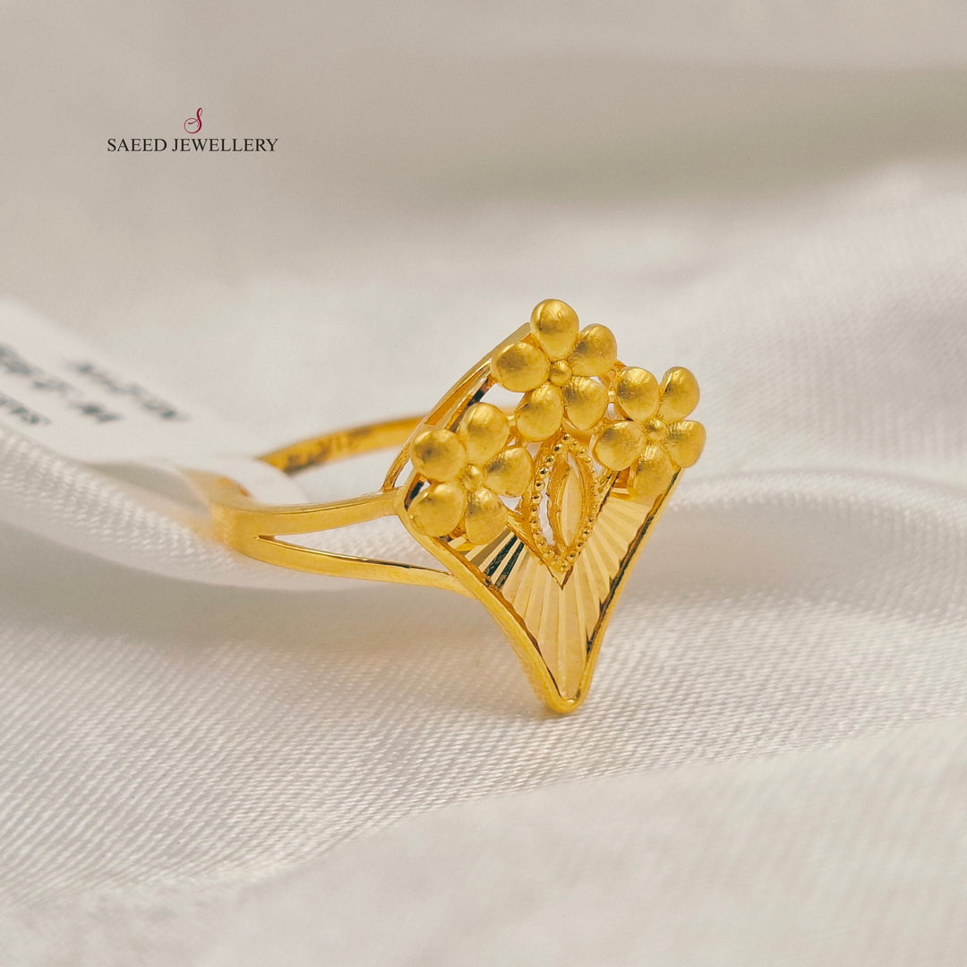 21K خاتم تركي ورق الشجر-مجوهرات الشيخ سعيد-Saeed Jewelry 