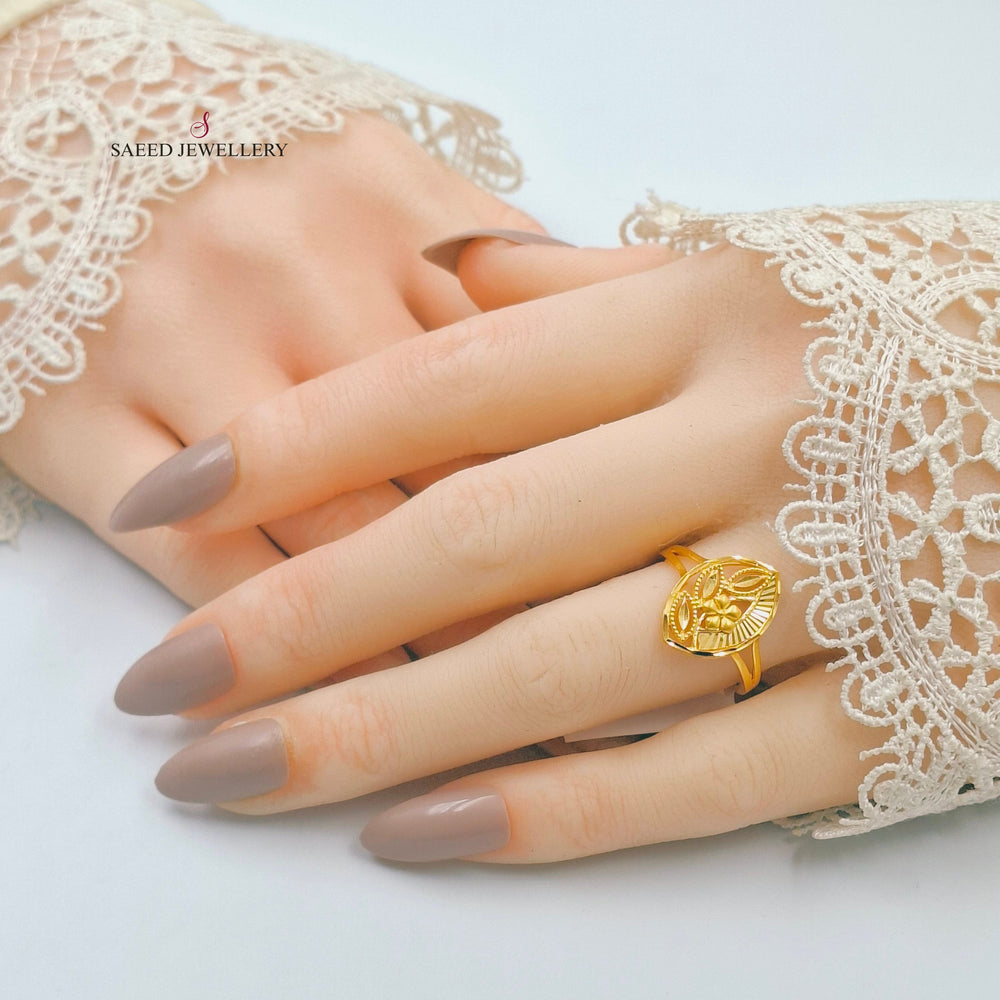 21K خاتم تركي ورق الشجر-مجوهرات الشيخ سعيد-Saeed Jewelry 