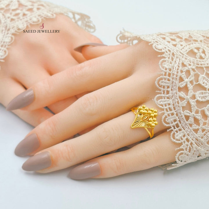 21K خاتم تركي ورق الشجر-مجوهرات الشيخ سعيد-Saeed Jewelry 