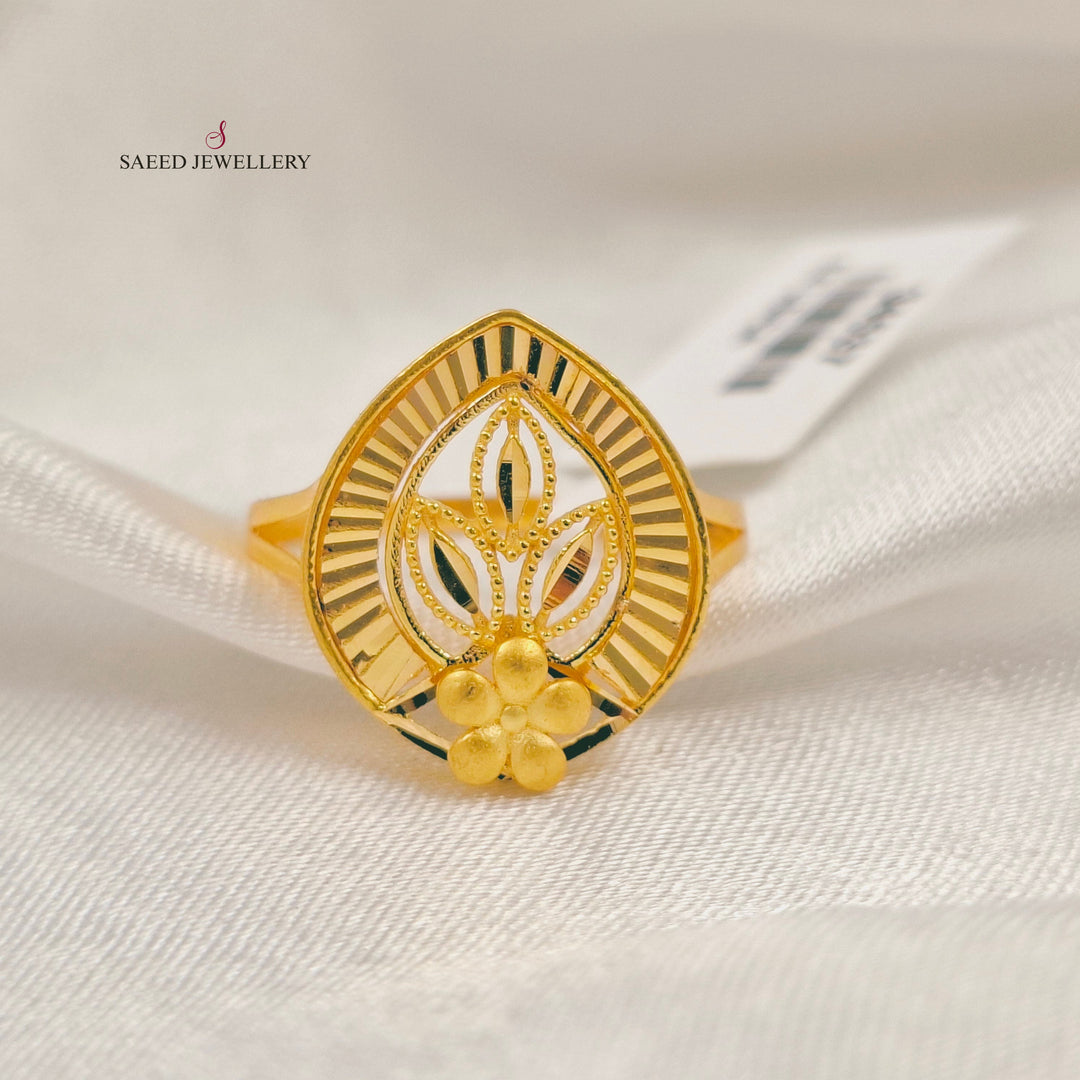 21K خاتم تركي ورق الشجر-مجوهرات الشيخ سعيد-Saeed Jewelry 