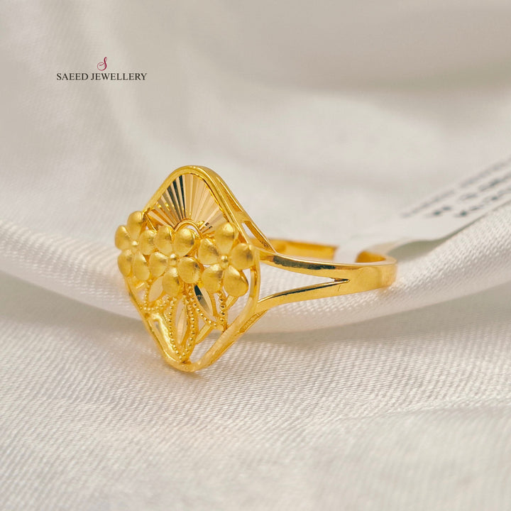 21K خاتم تركي ورق الشجر-مجوهرات الشيخ سعيد-Saeed Jewelry 