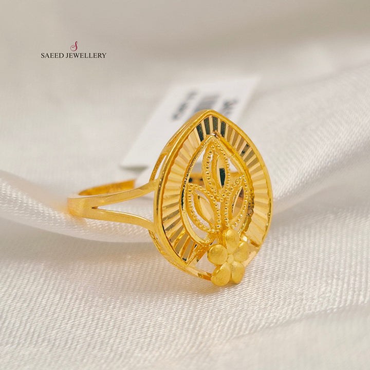 21K خاتم تركي ورق الشجر-مجوهرات الشيخ سعيد-Saeed Jewelry 