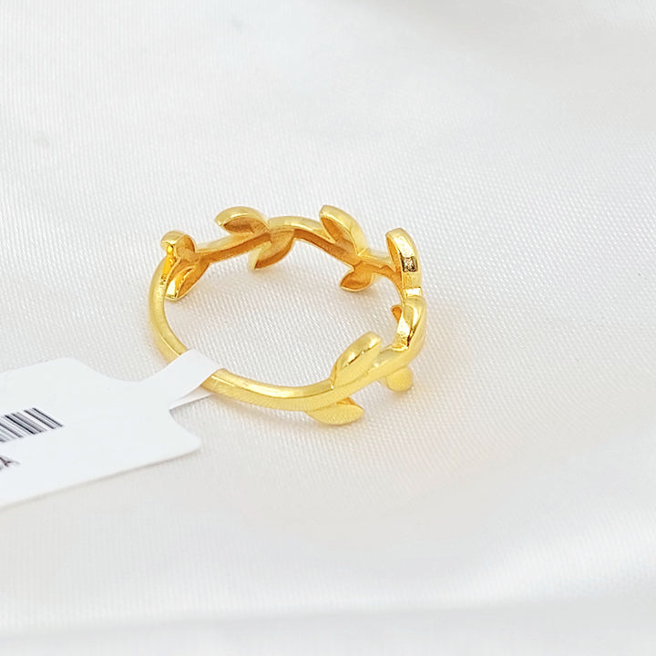 21K خاتم ورق الشجر ناعم-مجوهرات الشيخ سعيد-Saeed Jewelry 