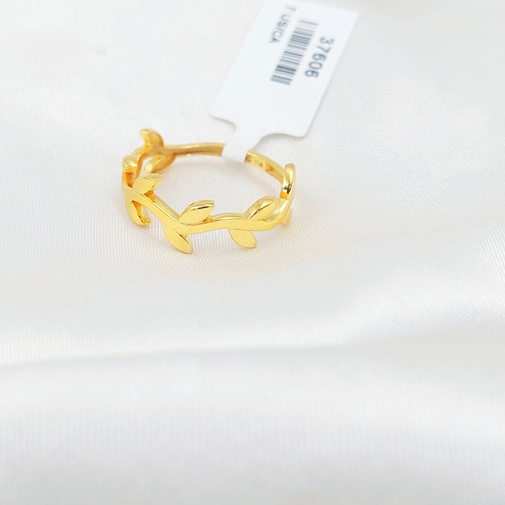 21K خاتم ورق الشجر ناعم-مجوهرات الشيخ سعيد-Saeed Jewelry 