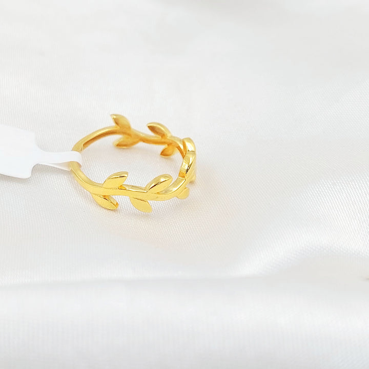 21K خاتم ورق الشجر ناعم-مجوهرات الشيخ سعيد-Saeed Jewelry 