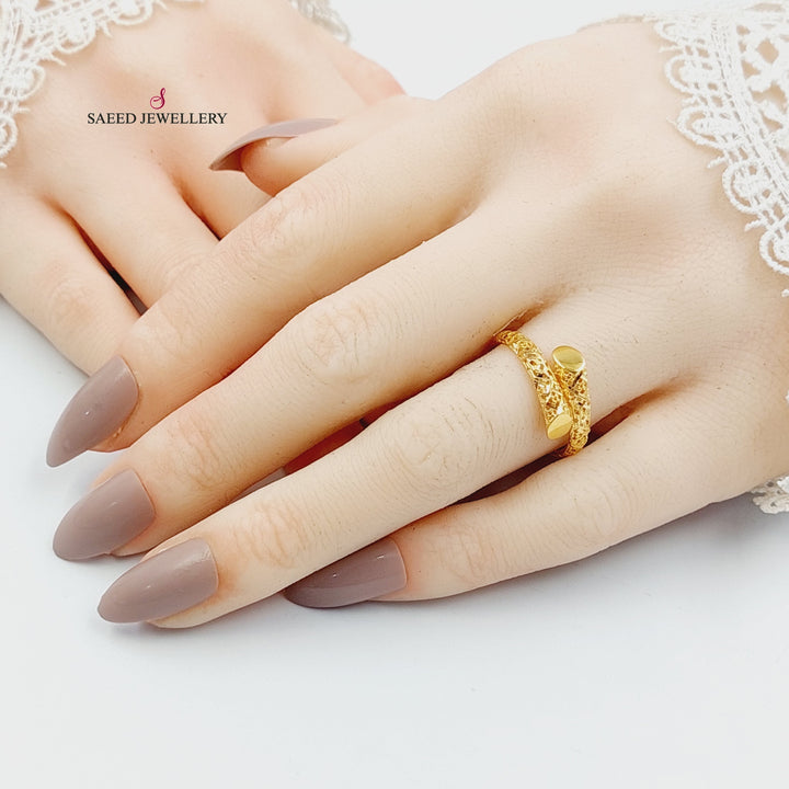 21K خاتم نقش ناعم-مجوهرات الشيخ سعيد-Saeed Jewelry 