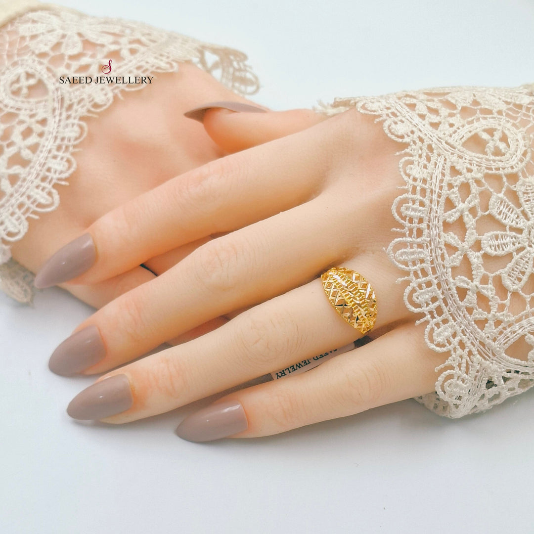 21K خاتم كويتي ناعم-مجوهرات الشيخ سعيد-Saeed Jewelry 