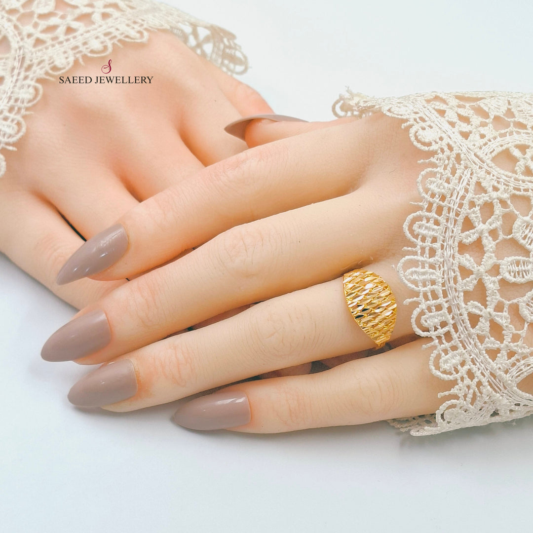 21K خاتم كويتي ناعم-مجوهرات الشيخ سعيد-Saeed Jewelry 