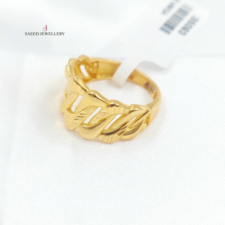 21K خاتم جنزير سادة-مجوهرات الشيخ سعيد-Saeed Jewelry 