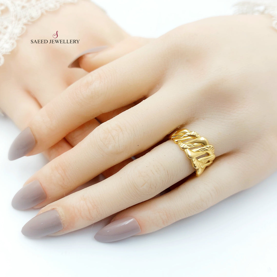 21K خاتم جنزير سادة-مجوهرات الشيخ سعيد-Saeed Jewelry 