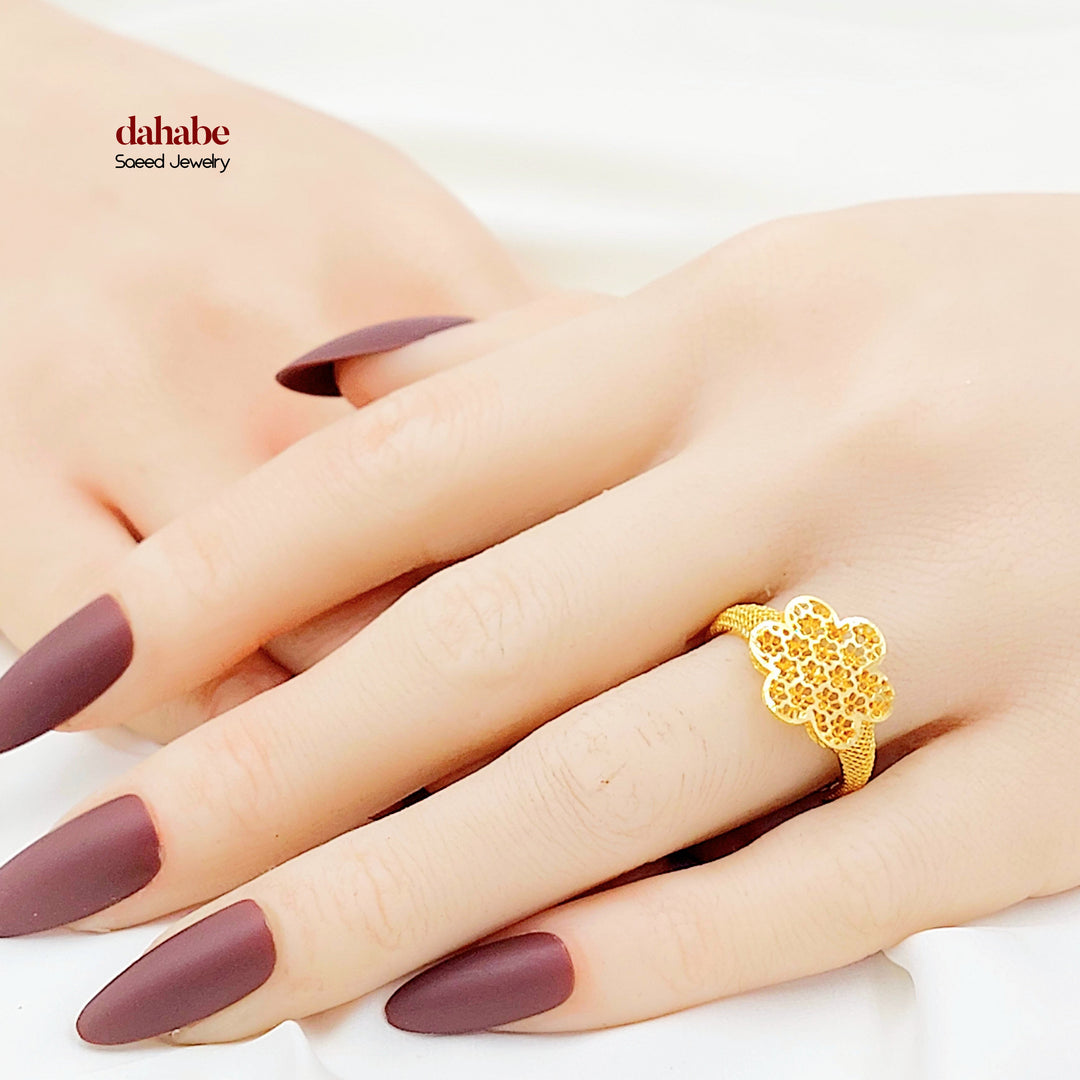 21K خاتم وردة-مجوهرات الشيخ سعيد-Saeed Jewelry 