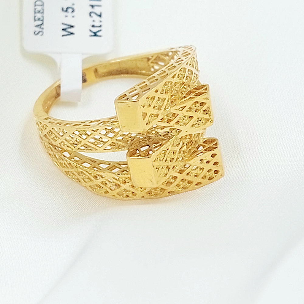 21K خاتم هرم نطاقين-مجوهرات الشيخ سعيد-Saeed Jewelry 