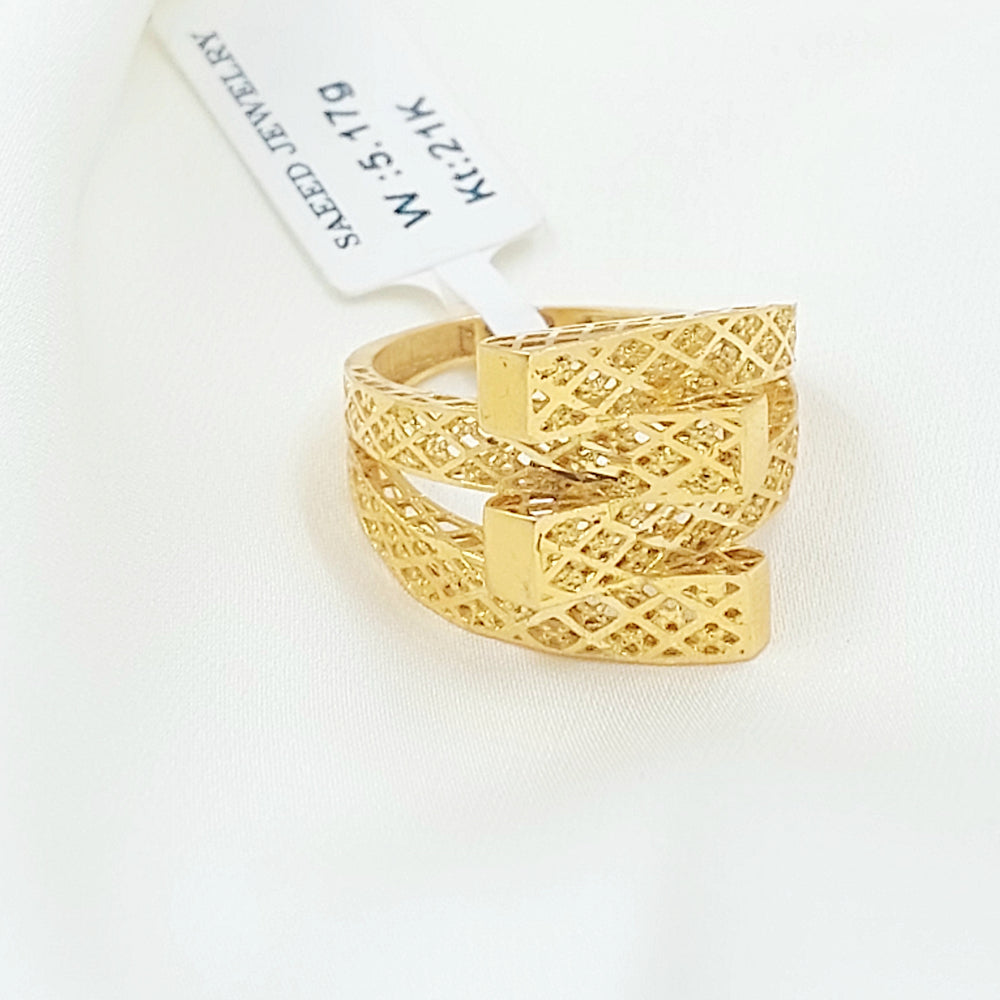 21K خاتم هرم نطاقين-مجوهرات الشيخ سعيد-Saeed Jewelry 