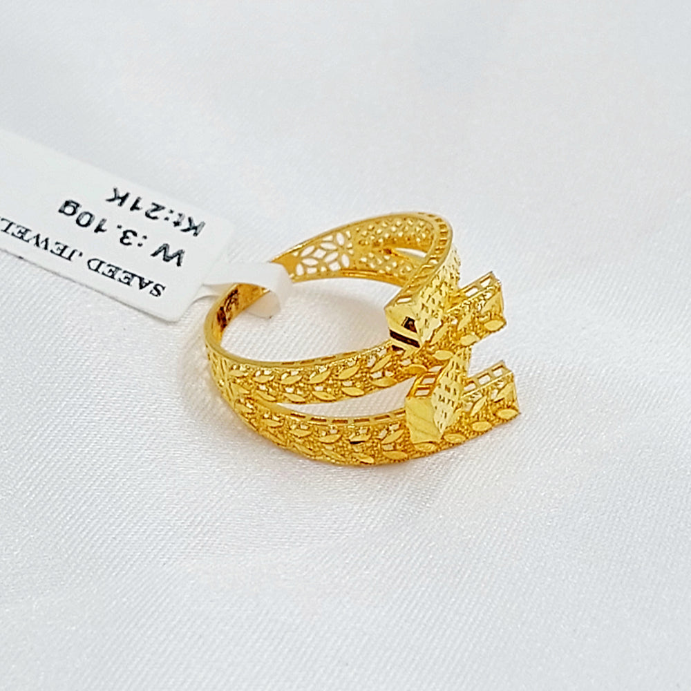21K خاتم هرم نطاقين-مجوهرات الشيخ سعيد-Saeed Jewelry 