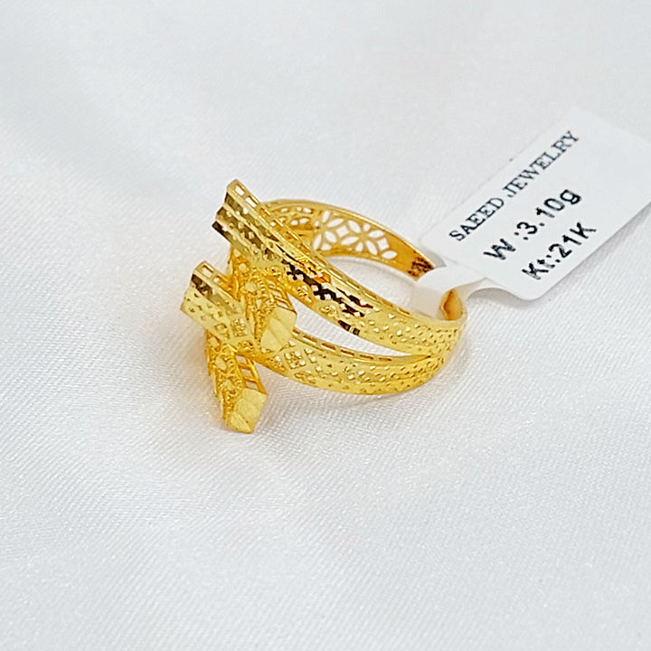 21K خاتم هرم نطاقين-مجوهرات الشيخ سعيد-Saeed Jewelry 