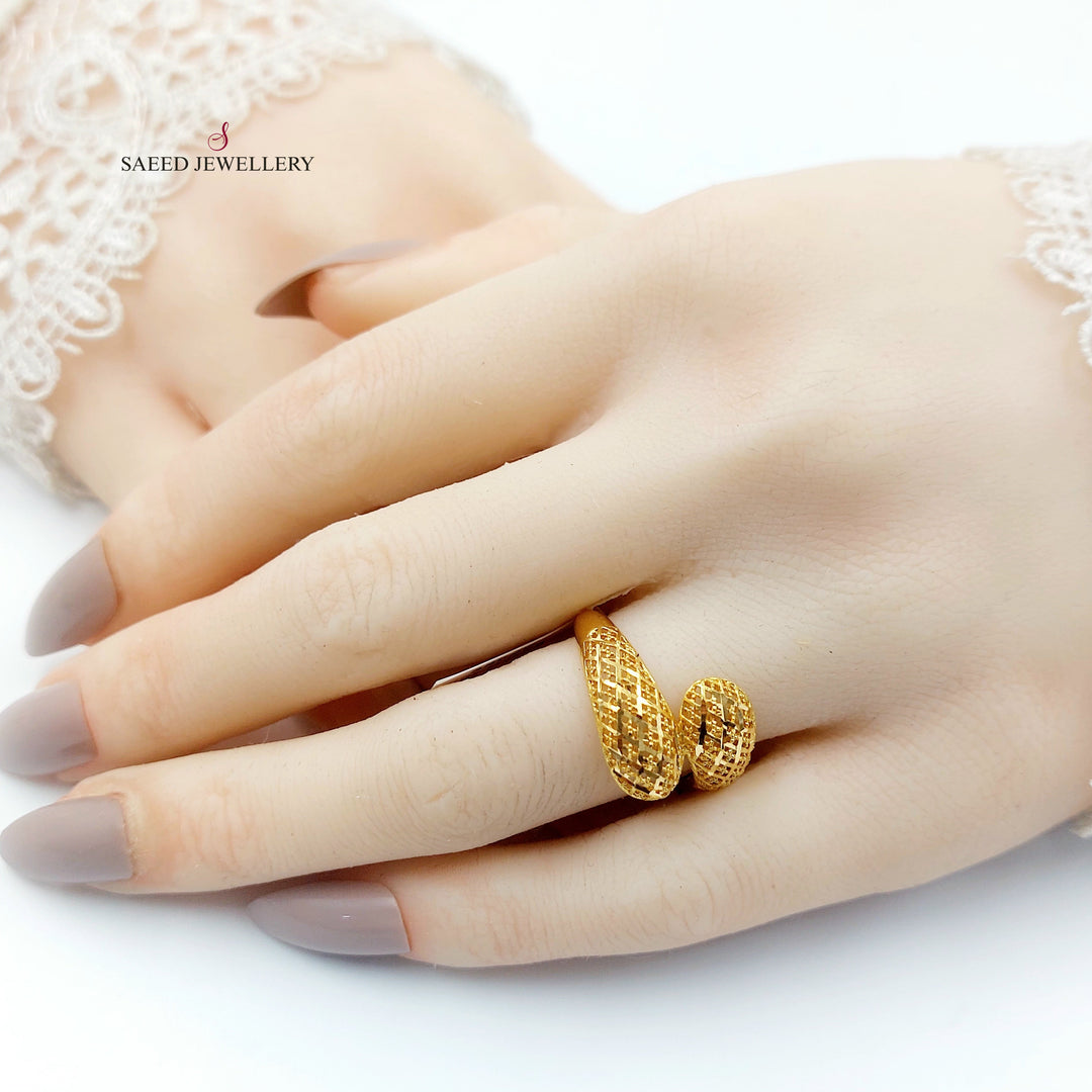 21K خاتم نقش نطاقين-مجوهرات الشيخ سعيد-Saeed Jewelry 
