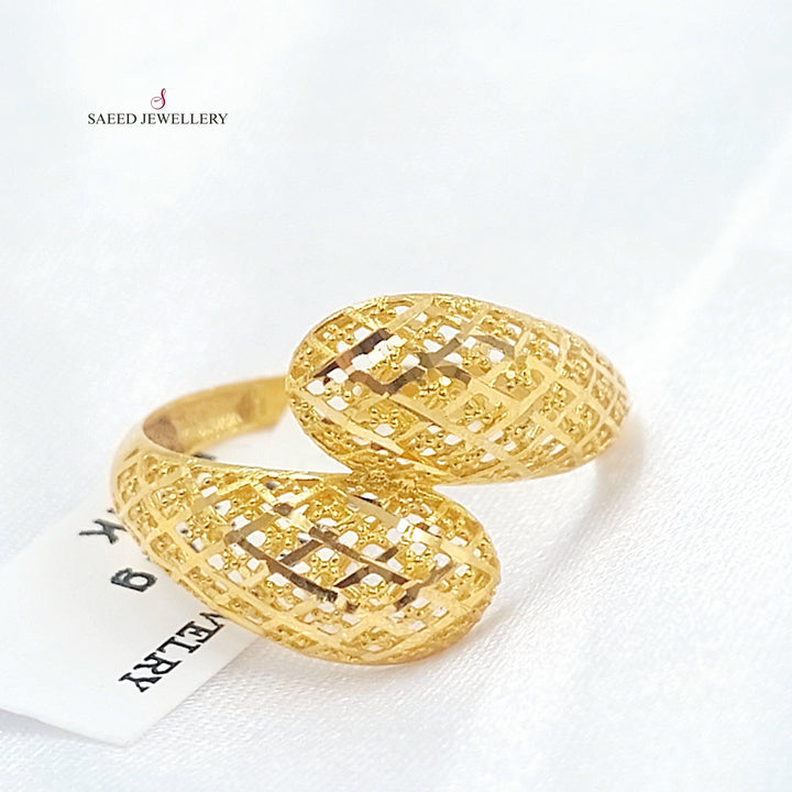 21K خاتم نقش نطاقين-مجوهرات الشيخ سعيد-Saeed Jewelry 