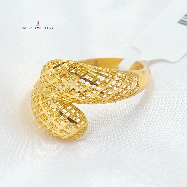 21K خاتم نقش نطاقين-مجوهرات الشيخ سعيد-Saeed Jewelry 