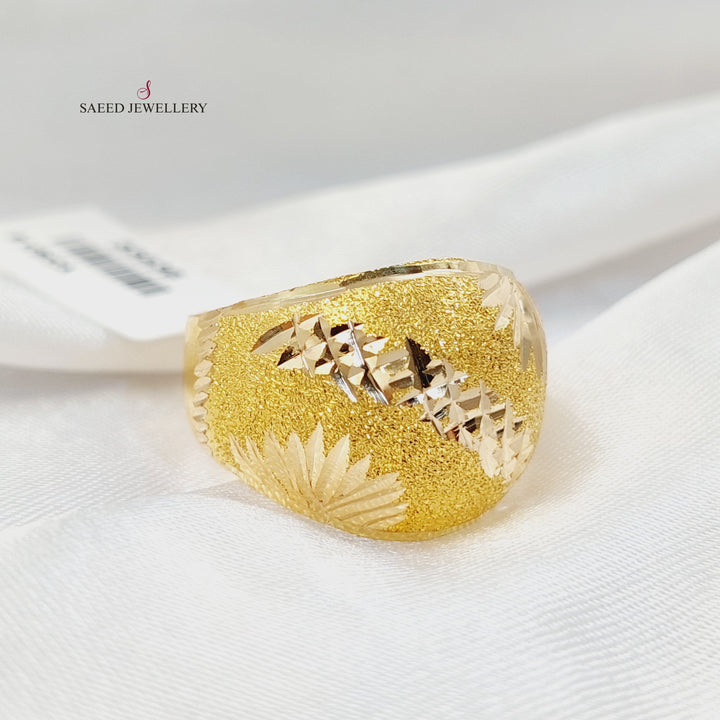 21K خاتم رشة السكر عريض-مجوهرات الشيخ سعيد-Saeed Jewelry 