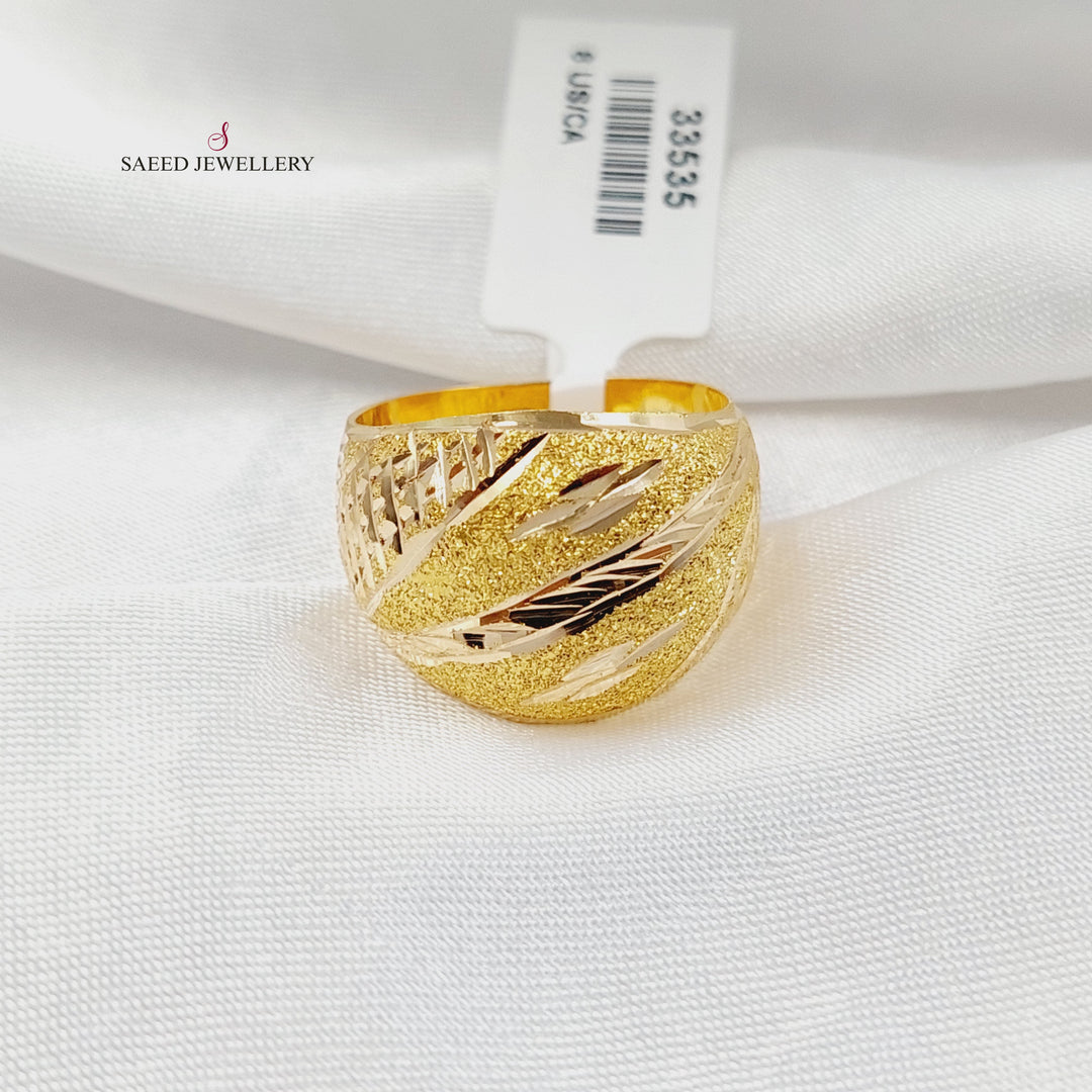 21K خاتم رشة السكر عريض-مجوهرات الشيخ سعيد-Saeed Jewelry 