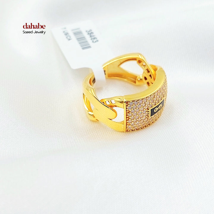 21K خاتم جنزير مرصع-مجوهرات الشيخ سعيد-Saeed Jewelry 