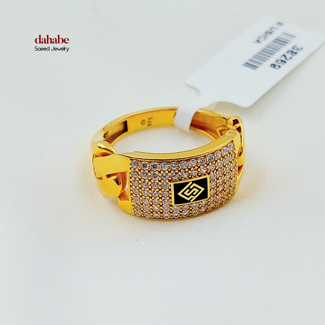 21K خاتم جنزير مرصع-مجوهرات الشيخ سعيد-Saeed Jewelry 